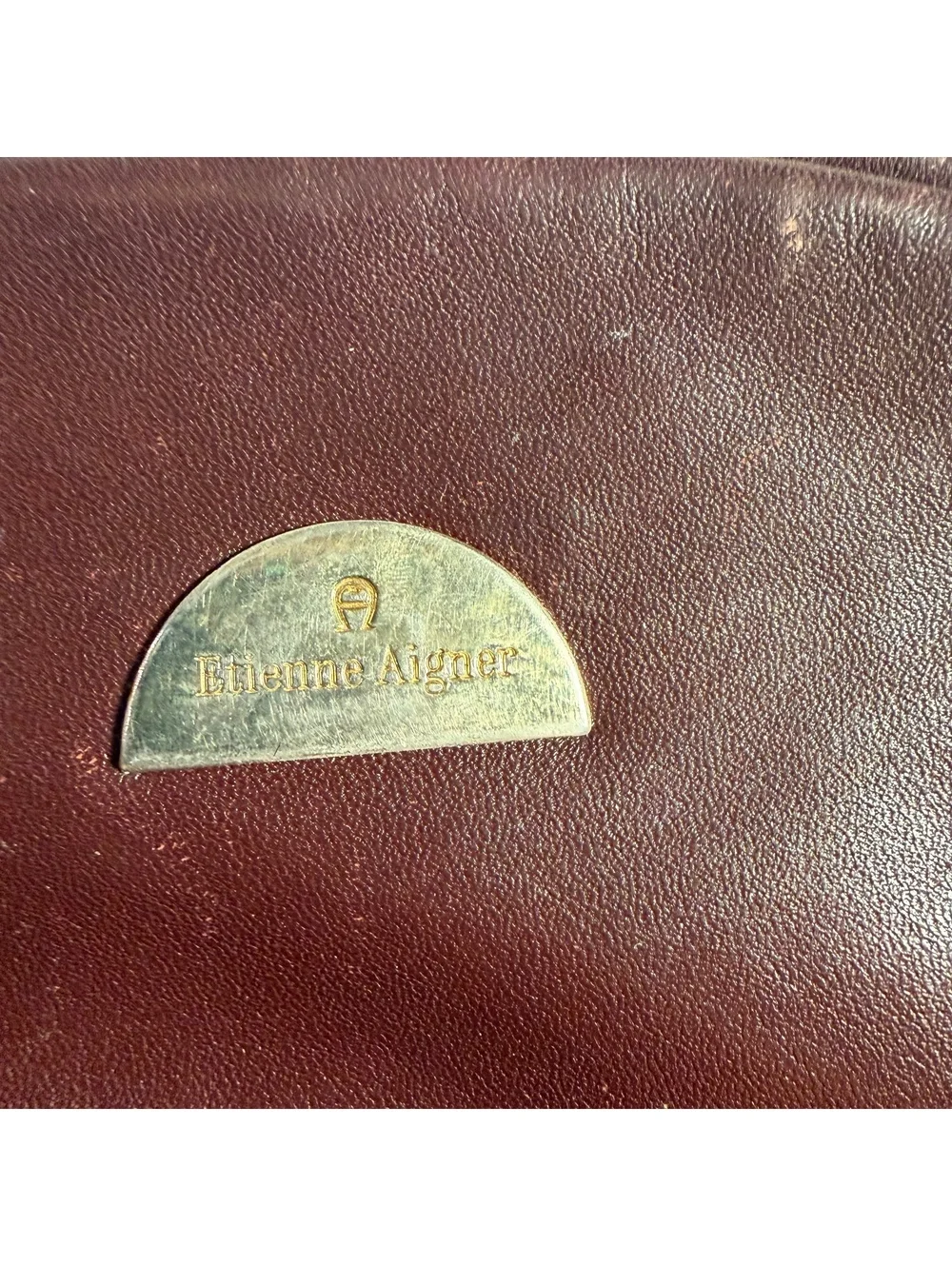 Vintage Etienne Aigner Burgundy Oxblood Leather Mini Coin Purse Wallet Zip Pouch